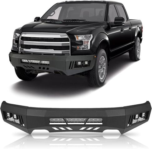المصد الأمامي للطرق الوعرة مناسب لـ F150 2015 2016 2017 مع 5 أضواء مصد فولاذي مطلي بالمسحوق مصد عرض كامل in Kuwait