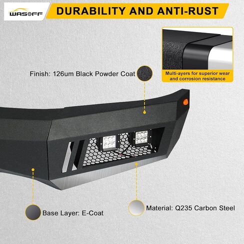 المصد الأمامي للطرق الوعرة مناسب لـ F150 2015 2016 2017 مع 5 أضواء مصد فولاذي مطلي بالمسحوق مصد عرض كامل in Kuwait