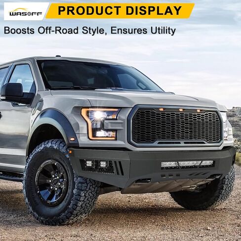 المصد الأمامي للطرق الوعرة مناسب لـ F150 2015 2016 2017 مع 5 أضواء مصد فولاذي مطلي بالمسحوق مصد عرض كامل in Kuwait