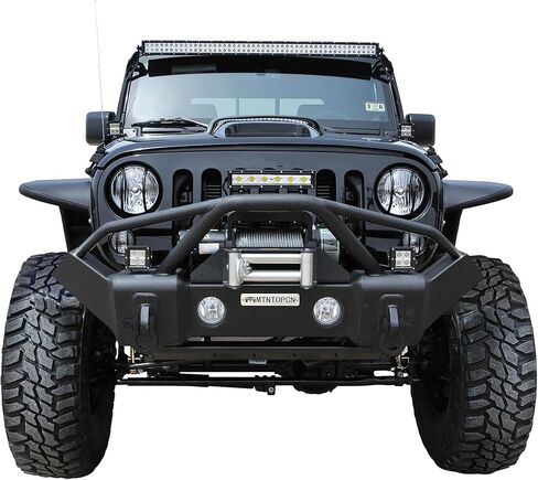 المصد الأمامي القصير OMP للطرق الوعرة متوافق مع 2007-2024 Jeep Wrangler & 2020-2024 Gladiator - ترقية متينة للطرق الوعرة، استخدم ضوء الضباب OEM in Saudi Arabia