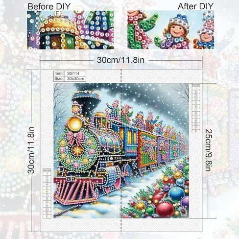 Christmas Train Diamond Painting Kits for Adults, 5D Special Shape Diamond Art Kits for Beginners, Crystal Rhinestones Painting for Home Wall Decoration, 12×12 Inch in Saudi Arabia