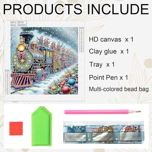 Christmas Train Diamond Painting Kits for Adults, 5D Special Shape Diamond Art Kits for Beginners, Crystal Rhinestones Painting for Home Wall Decoration, 12×12 Inch in Saudi Arabia