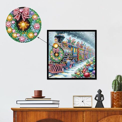 Christmas Train Diamond Painting Kits for Adults, 5D Special Shape Diamond Art Kits for Beginners, Crystal Rhinestones Painting for Home Wall Decoration, 12×12 Inch in Saudi Arabia
