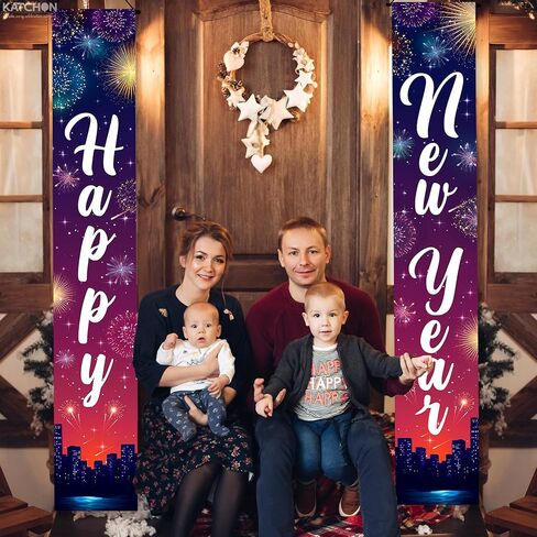 كاتش اون, لافتة باب للعام الجديد الكبير - 72 × 12 انش، ديكور رأس السنة | لافتة رأس السنة الجديدة 2024، لوازم حفلات ليلة رأس السنة الجديدة 2024 | لافتة باب للعام الجديد | لافتة ليلة رأس السنة الجديدة in Kuwait