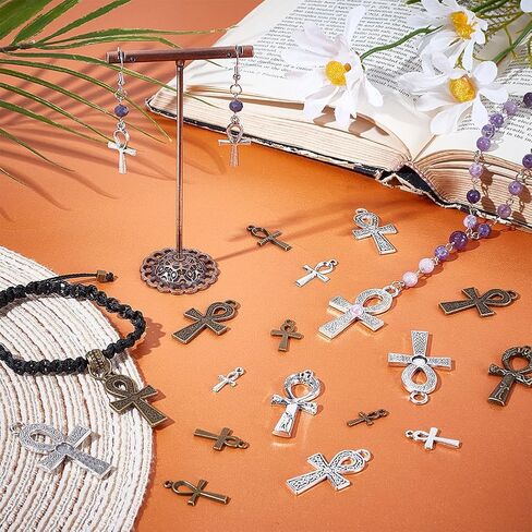 PH PandaHall 60pcs 6 Styles Ankh Cross Charms, 0.71.8 inch Cross Pendants Egyptian Metal Charms Vintage Charms Tibetan Pendants for DIY Crafts Earring Necklace Bracelet Ankle Keychain Jewelry Making in Saudi Arabia