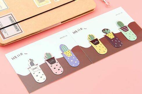 3pcs Cactus Design Magnetic Bookmarks, Cute Plant Page Markers for Books and Office Stationery - Assorted Patterns, Durable in Saudi Arabia