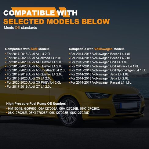 مضخة وقود عالية الضغط OTO-K متوافقة مع Volkswagen Jetta 2014-2018 Passat Golf Golf Alltrack Golf SportWagen Beetle، Audi A4 allroad Q5 PHEV Q7 A5 Sportback A6 Quattro 2014-2020 1.8L 2.0L in Kuwait