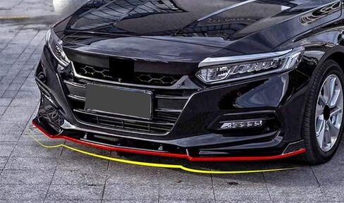 ملحقات السيارة متوافقة مع Honda Accord 10TH Gen Sedan 2020 2019 2018 غطاء الشفة الأمامي سبويلر أسفل الجسم غطاء سبويلر PP 3 قطع PP 3 قطع (أسود + أحمر) in Kuwait