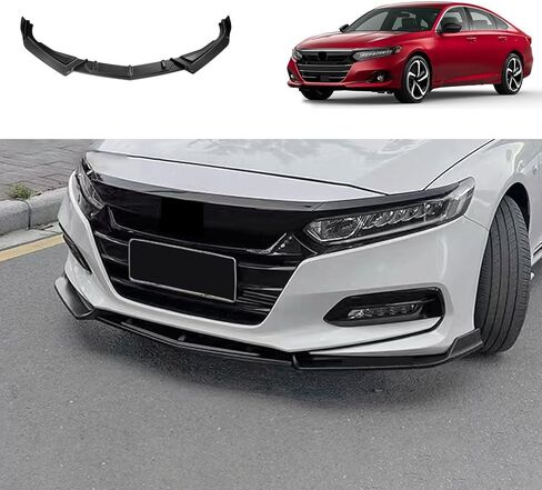ملحقات السيارة متوافقة مع Honda Accord 10TH Gen Sedan 2020 2019 2018 غطاء الشفة الأمامي سبويلر أسفل الجسم غطاء سبويلر PP 3 قطع PP 3 قطع (أسود + أحمر) in Kuwait