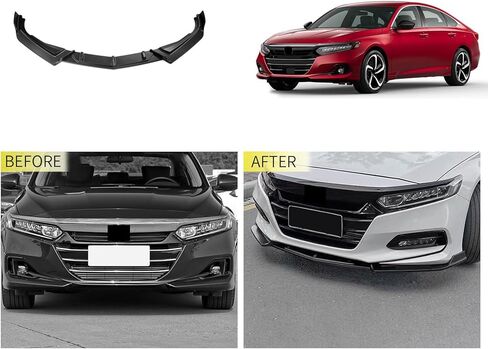 ملحقات السيارة متوافقة مع Honda Accord 10TH Gen Sedan 2020 2019 2018 غطاء الشفة الأمامي سبويلر أسفل الجسم غطاء سبويلر PP 3 قطع PP 3 قطع (أسود + أحمر) in Kuwait