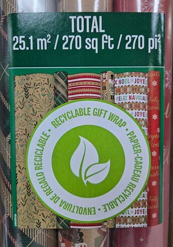 CWC Kirkland 3 Roll Christmas Gift Wrap 270 sq ft Plaid/Nutcracker/Merry Christmas in Saudi Arabia