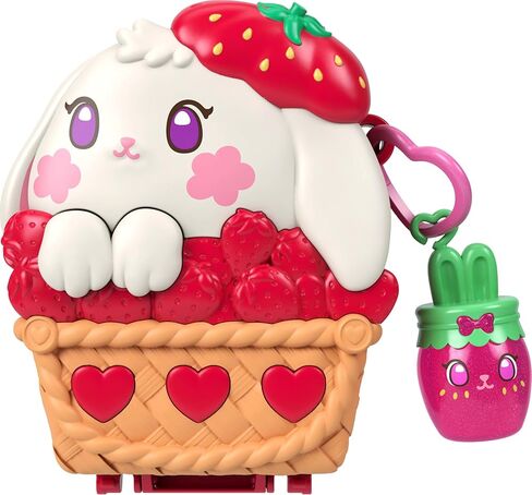 Polly Pocket Dolls and Playset, Strawberry Picnic Bunny Compact, Travel Toy with 1 Micro Doll, Pet, Fruit Themed Accessories in Saudi Arabia