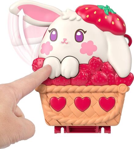 Polly Pocket Dolls and Playset, Strawberry Picnic Bunny Compact, Travel Toy with 1 Micro Doll, Pet, Fruit Themed Accessories in Saudi Arabia