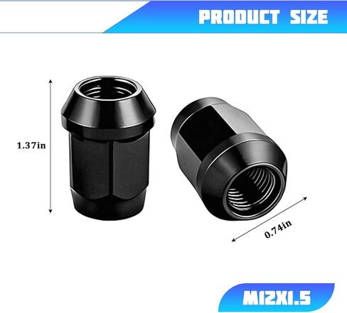 20 قطعة M12 × 1.5 صواميل عروة منتفخة للسيارة، صواميل عروة منتفخة من الصلب بنهاية عجلة السيارة، ملحقات استبدال إطارات السيارات، متوافقة مع لاكروس (أسود) in Kuwait