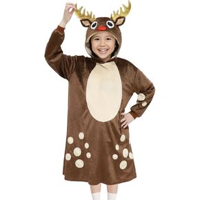 فستان بغطاء للرأس على شكل حيوانات مرحة للأطفال من عمر 4 إلى 12 عامًا مع غطاء للرأس لحفلات الهالوين والحفلات وملابس الشتاء in Kuwait