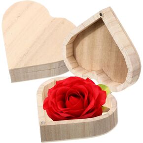 Marsui 4 Pcs 3.9 x 2 Inch Unfinished Heart Wooden Box for Painting Small Unfinished Heart Shape Jewelry Box with Magnetic Hinged Lid for Valentine's Day Storage and Display DIY Projects, Gifts in Saudi Arabia