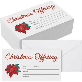 600 Pcs 6.5 x 3.5 Inch Christmas Offering Envelopes for Church Tithes and Offering Envelopes for Religious Tithe Donation Bulk Church Supplies(Poinsettia Flower) in Kuwait