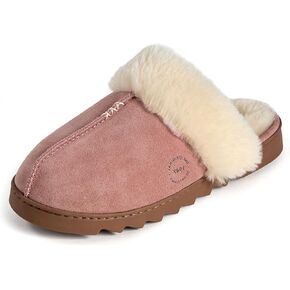 Dearfoams Women's Fuzzy Memory Foam Suede Helena Scuff Slipper in Kuwait