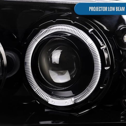 Ronnin - Fits 1999-2004 Ford F250 F350 F450 F550 Excursion US Spec Upgrade Replacement LED Dual Rims Projector Headlights Assembly Pair | Gloss Black in Saudi Arabia