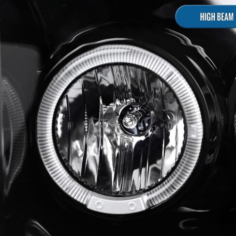 Ronnin - Fits 1999-2004 Ford F250 F350 F450 F550 Excursion US Spec Upgrade Replacement LED Dual Rims Projector Headlights Assembly Pair | Gloss Black in Saudi Arabia