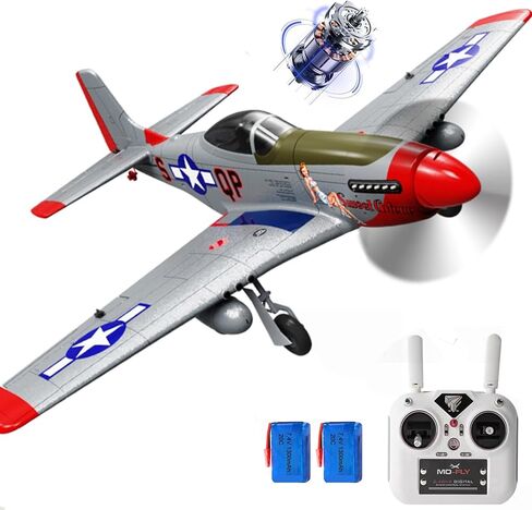 690MM 27Inch P-51D P51 Mustang Large Brushless Remote Controlled Plane Airplane for Beginners Adults 14Y+ Expert 4CH Hobby RC Glider 3D Aerobatic / 6G Gyro Xpilot 1/16 (RTF 2-Batteries) in Saudi Arabia