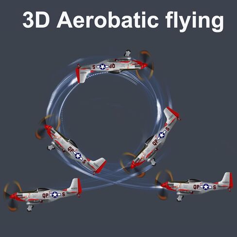 690MM 27Inch P-51D P51 Mustang Large Brushless Remote Controlled Plane Airplane for Beginners Adults 14Y+ Expert 4CH Hobby RC Glider 3D Aerobatic / 6G Gyro Xpilot 1/16 (RTF 2-Batteries) in Saudi Arabia