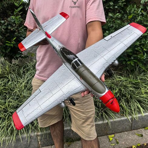 690MM 27Inch P-51D P51 Mustang Large Brushless Remote Controlled Plane Airplane for Beginners Adults 14Y+ Expert 4CH Hobby RC Glider 3D Aerobatic / 6G Gyro Xpilot 1/16 (RTF 2-Batteries) in Saudi Arabia