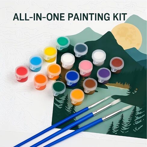 Sceorixa Coastal Town Paint by Numbers Kit for Adults - DIY Seaside Scenery Painting On Canvas 16X20 Inches, Acrylic Paint Set, Suitable for Beginners, Art for Home Decoration Or Gifts, Unframed in Saudi Arabia