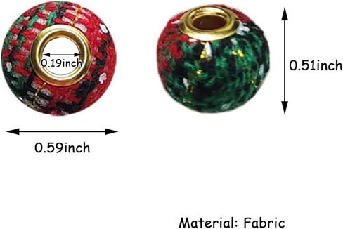 30Pcs 0.59in Christmas Beads, Handmade Fabric Beads, Xmas Spacer Bead for Bracelet Necklace Jewelry Making and Handicrafts Accessories (Red + Green) in Saudi Arabia