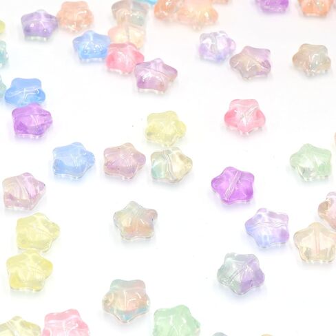 50 Pcs Star Glass Beads Cute Fat Painted Crystal Glass Spacer Charm Beads for Woman DIY Craft Jewelry Making Bracelets Necklace Accessories (Star) in Saudi Arabia