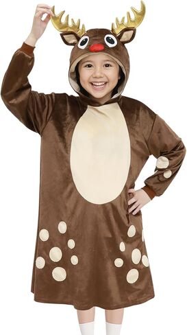 فستان بغطاء للرأس على شكل حيوانات مرحة للأطفال من عمر 4 إلى 12 عامًا مع غطاء للرأس لحفلات الهالوين والحفلات وملابس الشتاء in Kuwait