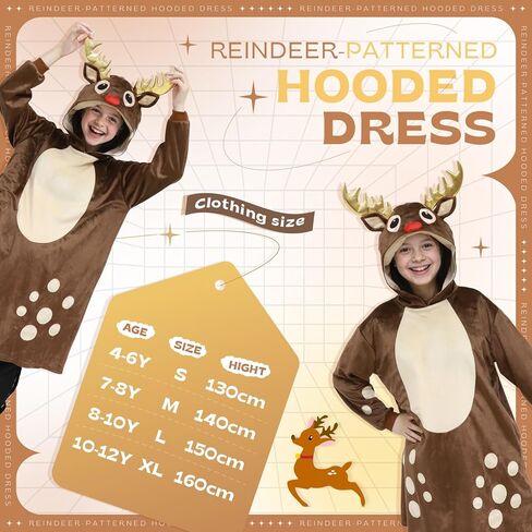 فستان بغطاء للرأس على شكل حيوانات مرحة للأطفال من عمر 4 إلى 12 عامًا مع غطاء للرأس لحفلات الهالوين والحفلات وملابس الشتاء in Kuwait