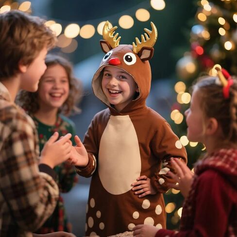 فستان بغطاء للرأس على شكل حيوانات مرحة للأطفال من عمر 4 إلى 12 عامًا مع غطاء للرأس لحفلات الهالوين والحفلات وملابس الشتاء in Kuwait