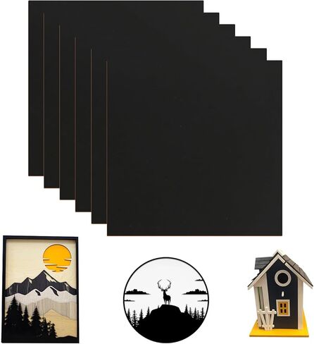 6 عبوات من ألواح MDF الملونة للنقش بالليزر، 12 × 12 × 1/8 (3 مم) لوح ألياف غير مكتمل للقطع بالليزر، والمشروعات اليدوية اليدوية، وديكور المنزل، وصناعة اللافتات، والأعمال الخشبية (أسود) in Kuwait