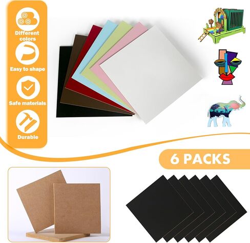 6 عبوات من ألواح MDF الملونة للنقش بالليزر، 12 × 12 × 1/8 (3 مم) لوح ألياف غير مكتمل للقطع بالليزر، والمشروعات اليدوية اليدوية، وديكور المنزل، وصناعة اللافتات، والأعمال الخشبية (أسود) in Kuwait