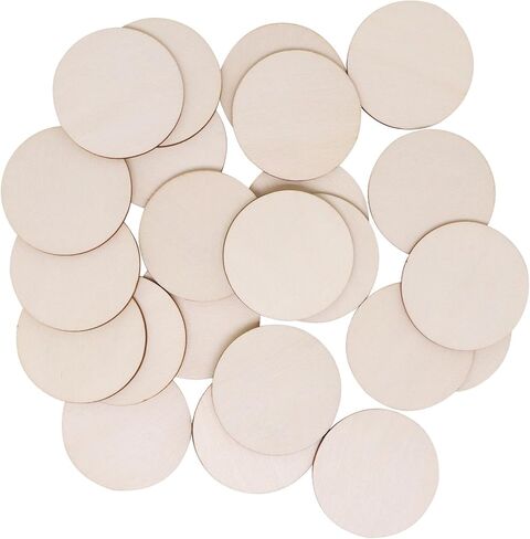 25PCS Wood Circles for Crafts, 3 Inch Unfinished Natural Wood Rounds, Blank Wooden Circles Round Wooden Discs for Crafts, DIY Project, Painting, Writing, Engraving, Coaster, Home Decoration in Kuwait