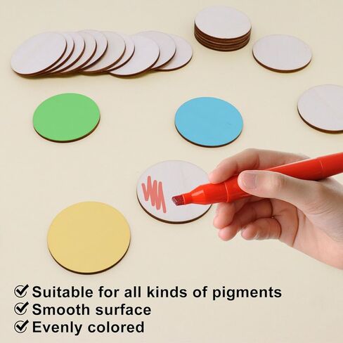 25PCS Wood Circles for Crafts, 3 Inch Unfinished Natural Wood Rounds, Blank Wooden Circles Round Wooden Discs for Crafts, DIY Project, Painting, Writing, Engraving, Coaster, Home Decoration in Kuwait