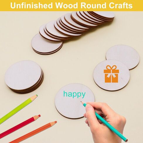 25PCS Wood Circles for Crafts, 3 Inch Unfinished Natural Wood Rounds, Blank Wooden Circles Round Wooden Discs for Crafts, DIY Project, Painting, Writing, Engraving, Coaster, Home Decoration in Kuwait