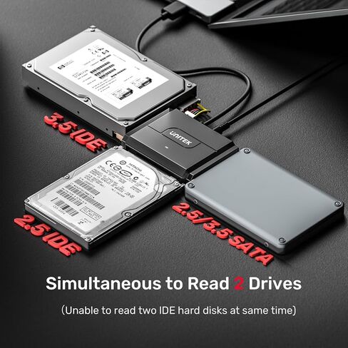 Unitek USB 3.0 SATA III Adapter, UASP, 5Gbps, for 2.5/3.5" HDD/SSD | For 2.5/3.5" SATA HDD/SSD Up To 18TB, Optical; UASP 70% Faster Read; 5Gbps USB 3.0; Plug & Play; 12V Adapter Included in Saudi Arabia