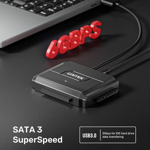 Unitek USB 3.0 SATA III Adapter, UASP, 5Gbps, for 2.5/3.5" HDD/SSD | For 2.5/3.5" SATA HDD/SSD Up To 18TB, Optical; UASP 70% Faster Read; 5Gbps USB 3.0; Plug & Play; 12V Adapter Included in Saudi Arabia