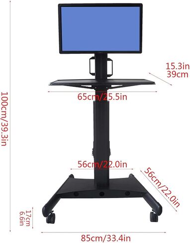 Monitor Stand/Mobile cart for 15-34 inch Monitors, Floor-Standing mounting Bracket, Height Adjustable, with Wheels and Keyboard Stand, Standard and Wi-Fi versio, in Saudi Arabia