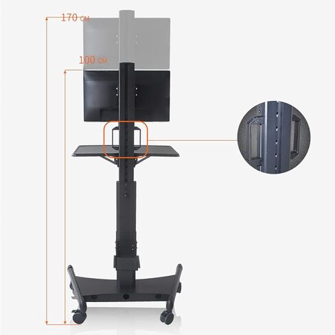 Monitor Stand/Mobile cart for 15-34 inch Monitors, Floor-Standing mounting Bracket, Height Adjustable, with Wheels and Keyboard Stand, Standard and Wi-Fi versio, in Saudi Arabia