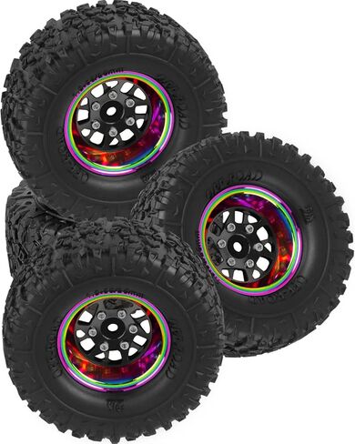 إطارات عجلات ألومنيوم 1.3 لسيارة 1/18 TRX4M 1/24 SCX24 RC الزاحفة، إطارات عجلات معدنية مقاس 1.3 بوصة وإطارات مطاطية، 4 قطع عجلات وإطارات سيارة شاحنة RC مع إسفنجة، أسود in Kuwait