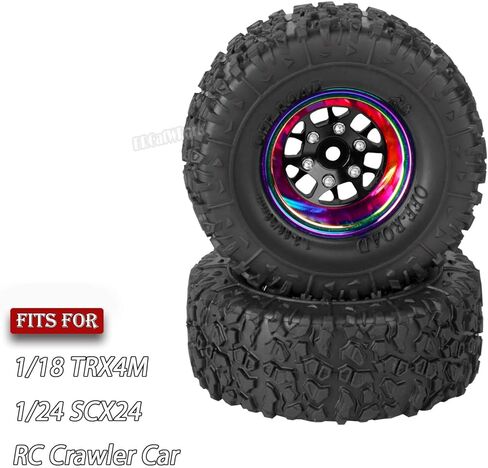 إطارات عجلات ألومنيوم 1.3 لسيارة 1/18 TRX4M 1/24 SCX24 RC الزاحفة، إطارات عجلات معدنية مقاس 1.3 بوصة وإطارات مطاطية، 4 قطع عجلات وإطارات سيارة شاحنة RC مع إسفنجة، أسود in Kuwait