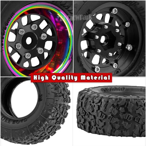 إطارات عجلات ألومنيوم 1.3 لسيارة 1/18 TRX4M 1/24 SCX24 RC الزاحفة، إطارات عجلات معدنية مقاس 1.3 بوصة وإطارات مطاطية، 4 قطع عجلات وإطارات سيارة شاحنة RC مع إسفنجة، أسود in Kuwait