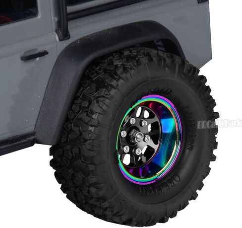 إطارات عجلات ألومنيوم 1.3 لسيارة 1/18 TRX4M 1/24 SCX24 RC الزاحفة، إطارات عجلات معدنية مقاس 1.3 بوصة وإطارات مطاطية، 4 قطع عجلات وإطارات سيارة شاحنة RC مع إسفنجة، أسود in Kuwait