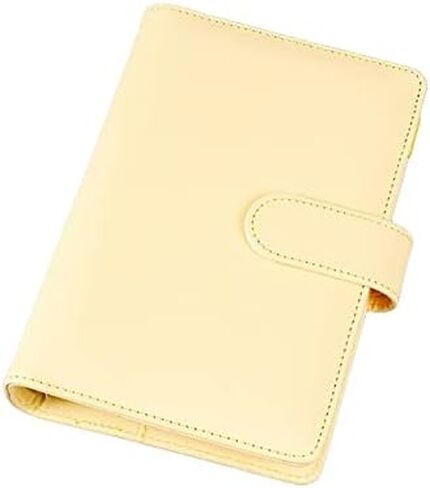 A5 Binder Envelopes Tickets Holder w/PU Leather 6 Ring Waterproof Cash Budget for Documents and Cards(Yellow) in Saudi Arabia