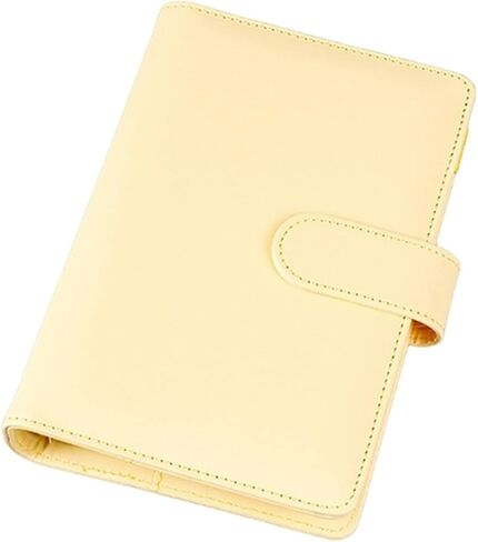 A5 Binder Envelopes Tickets Holder w/PU Leather 6 Ring Waterproof Cash Budget for Documents and Cards(Yellow) in Saudi Arabia
