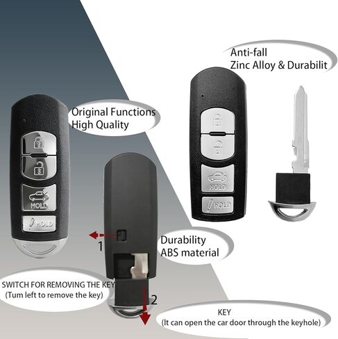 مفتاح Fob بديل مناسب لـ 2014-2018 Mazda3 Mazda 6، مفتاح ذكي Fob لمازدا MX-5 2016-2019، مفتاح سيارة 315 ميجا هرتز لمازدا، مفتاح تحكم عن بعد للدخول بدون مفتاح in Saudi Arabia