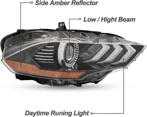 مصباح أمامي LED كامل لموستانج متوافق مع 2018 2019 2020 2021 2022 2023 فورد موستانج شيلبي GT EcoBoost زوج من المصابيح الأمامية DRL (يسار ويمين) in Kuwait